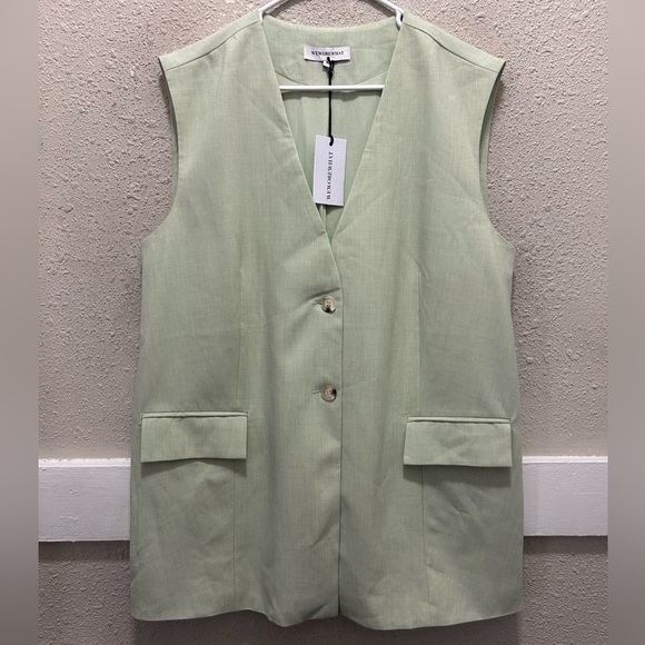 WEWOREWHAT Relaxed Vest in Fog Green NWT Large - Picture 2 of 8